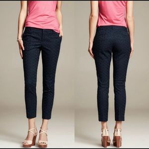 Banana Republic Cropped Navy Eyelet Pants